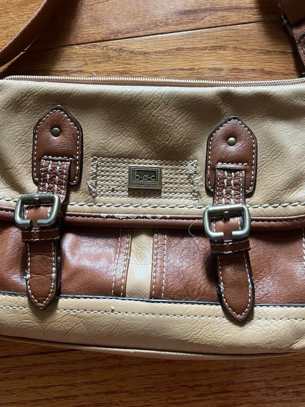 b.o.c. Y2K Two-Tone Brown Crossbody Messenger Bag Purse